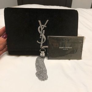 Saint Laurent - velvet monogram crossbody clutch